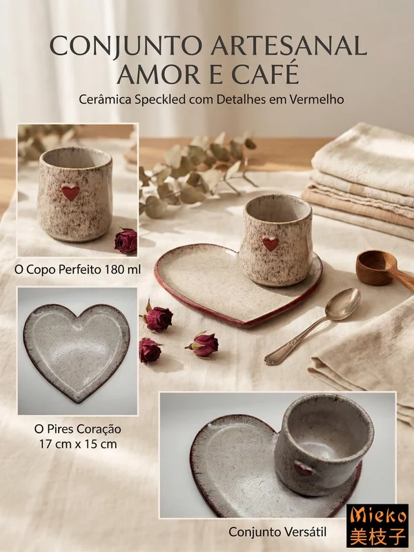 R$ 110 (PIX) R$ 120 (CARTÃO) Conjunto Pires E Copo Amor E Café